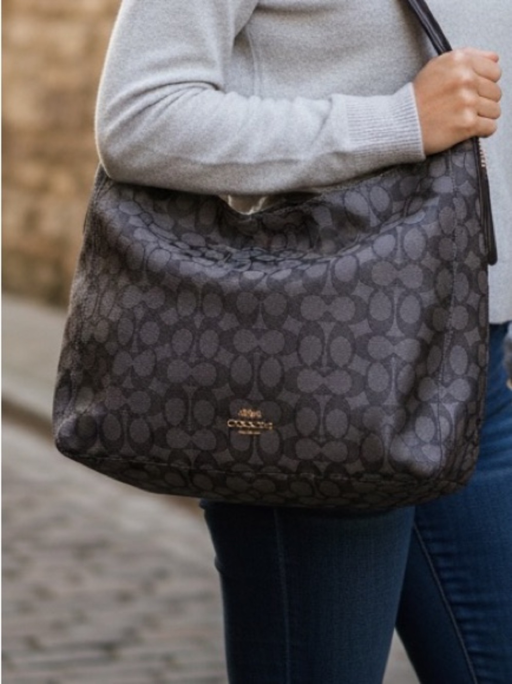 Coach Celeste Hobo Signature Jacquard Canvas Shoulder Bag
